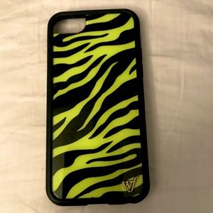 wildflower neon green zebra print phone case
